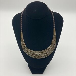 Avon NRT North River Trading Reversible Bronze Leopard Bib Statement Necklace